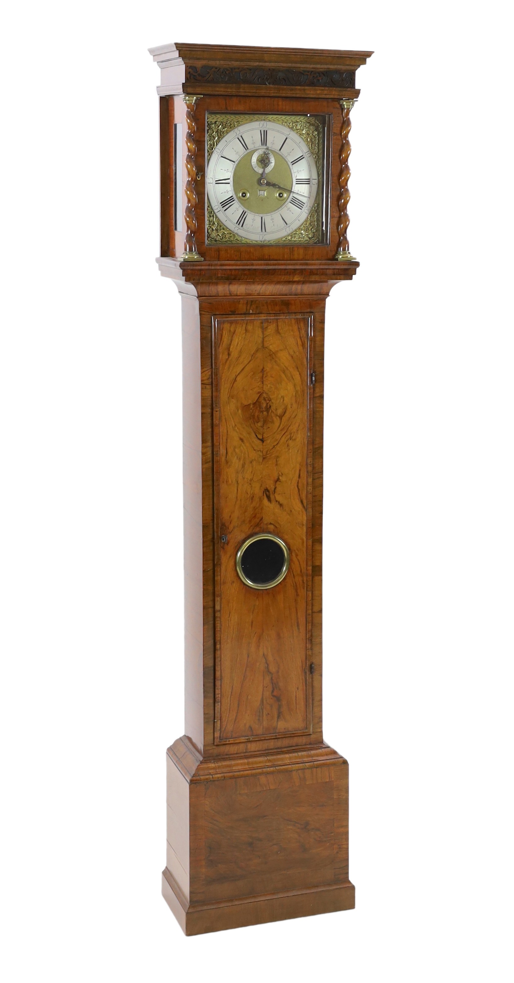 John Miller of London, apprenticed to Joseph Knibb. A William III walnut eight day longcase clock, W.48cm H.213cm